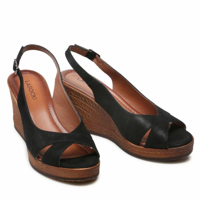 Wedges Sandals LASOCKI - WI23-283-04 Black Black 7 Wedges Sandals LASOCKI - WI23-283-04 Black Black - Image 5