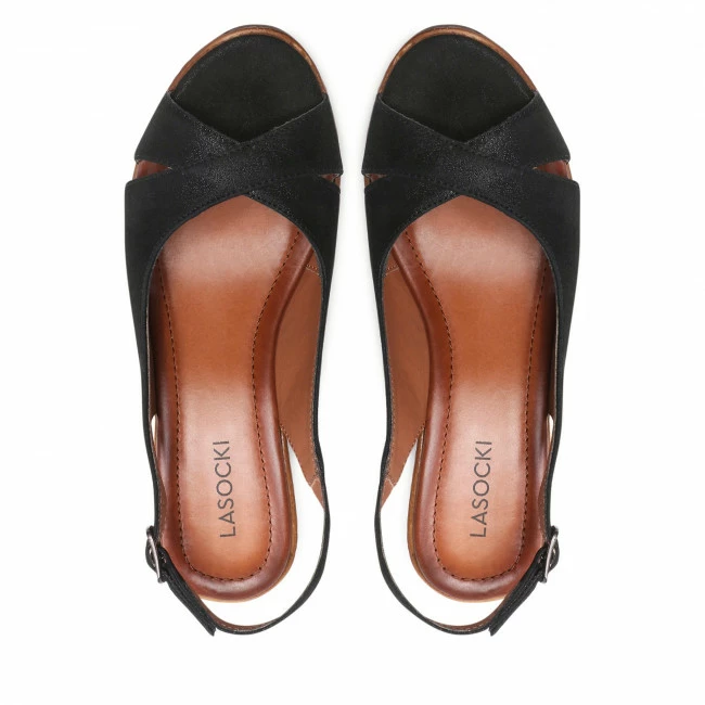 Wedges Sandals LASOCKI - WI23-283-04 Black Black 8 Wedges Sandals LASOCKI - WI23-283-04 Black Black - Image 6